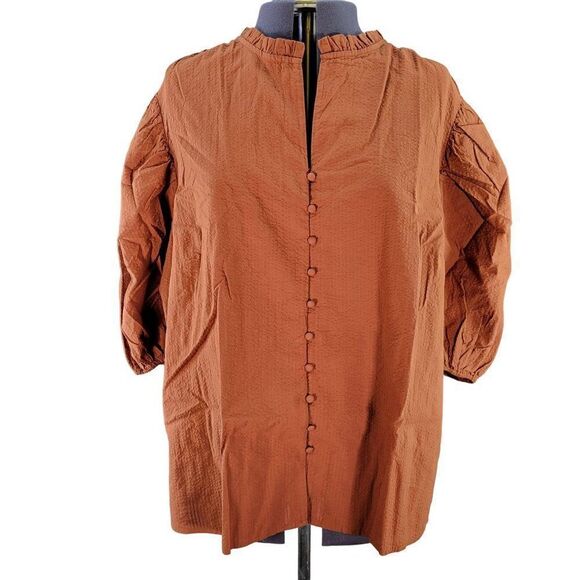 A New Day Split Neck Button Down Blouse Sz 2X - Picture 1 of 9